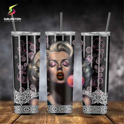 Embrace Iconic Romance with Marilyn Monroe's Bubble Bliss Tumbler Wrap Sublimation '9.2 x 8.3' Straight Skinny Tumbler W