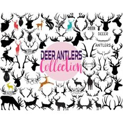 Deer Antlers SVG, Deer Antlers Clipart, Antlers Svg, Deer Antlers Cut File, Antlers Cricut, Hunting Svg, Wildlife Svg, D