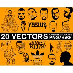 Kanye West Vector Pack, Kanye West SVG, Jesus Is King Vector, Sunday Service Vector, Yeezy SVG, Kanye West Cricut Vinyl