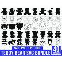 teddy bear svg bundle, teddy bear svg, bear outline svg, teddy bear silhouette, bear clipart, teddy bear face svg, insta