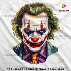 Embrace the Dark Side with our Realistic Joker Design Unleash the Madness Become the Face of Mayhem Sublimation and DTF