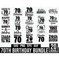 70th Birthday Svg, Happy Birthday Svg, Birthday Shirt Svg, Birthday Clipart, Vintage 1953 Svg, Cricut Cut File, Seventy