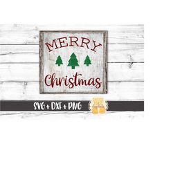 Merry Christmas SVG PNG DXF Cut Files, Christmas Tree Sign, Christmas Sign, Farmhouse Christmas Svg, Holiday, Cricut, Si