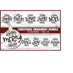 Christmas Ornament Wood Round SVG Set of 10 Vol 13, Christmas Ornament SVG, Wood Round Design, Christmas Sayings, Merry,