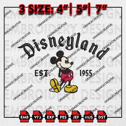 Disneyland Mickey Est Embroidery files, Disney Embroidery Designs, Mickey Mouse Machine Embroidery Files