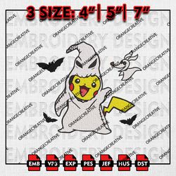 Pikachu Oogie Boogie Halloween Embroidery files, Halloween Embroidery, Pokemon Machine Embroidery Designs