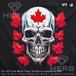 Canadian Patriotic Sugar Skull Canadian Skull Pop Culture Canadian Skull Unique Canadian Skull Design Art DTF Design for