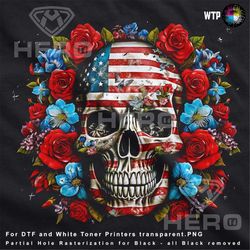 american flag skull art patriotic skull shirt image with flowers usa flag skull digital patriotic floral skull graphic