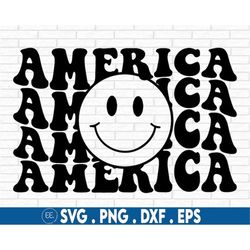 America SVG, 4th of July SVG, Cut File, Clip art, Commercial use, Silhouette, America shirt, Smile SVG, Patriotic svg