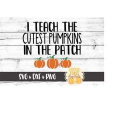 I Teach the Cutest Pumpkins In The Patch Svg, Fall Teacher Svg, Teacher Svg, Fall Svg, Svg Files, Svg Files for Cricut,