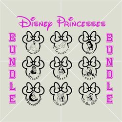 Disneyy Princesses Bundle SVG, Ariel SVG, Mirabel SVG, Rapunzel cut file, Lilo And Stitch eps, Belle png, clipart, Elsa