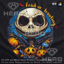 Spooky Halloween Craft: Jack and Sally Skellington Trick or Treat Trick or Treat Design | DTF Download for Dark Garments