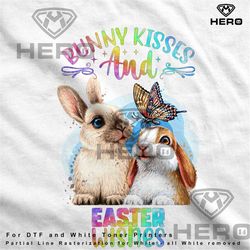 Easter wishes and Bunny Kisses Png, Easter  Image File, Easter DTF Design Png Download
