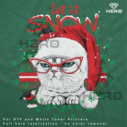 cat in christmas hat download, cat fat white christmas tshirt download png file for all garments pussy cat red glasses p
