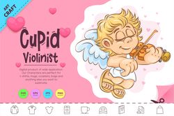 Cartoon Cupid Violinist. Clipart