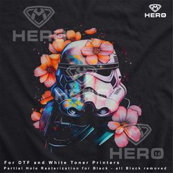 Storm Trooper with Flowers Design Png Storm Trooper Flowers in Helmet Image Helmet Gift Idea for DTF DTG, White Toner Pr