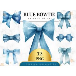 set of 12, blue bowtie clipart, bowtie png, baby boy clipart, bowtie scrapbook, bowtie bundle, digital download, nursery