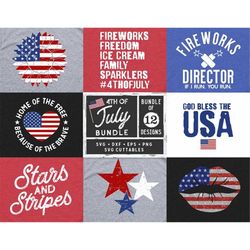 Fourth of July Bundle svg - Patriotic Cut File - 4th of July - USA - Flag - svg - dxf - eps - png - Silhouette - Cricut