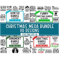 Mega Christmas SVG Bundle, Winter svg, Funny Christmas SVG, T Shirt Designs SVG, Ornaments svg, xmas svg, Santa svg, Quo