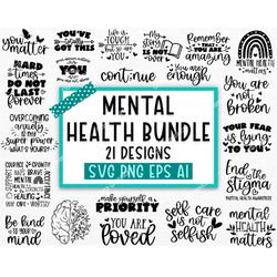 Mental Health SVG Bundle, Inspirational svg, Positive SVG, Motivational SVG, Hope Svg, Mental Health Awareness, Cut File