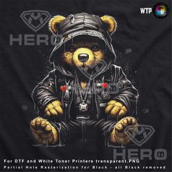 Unleash Your Inner Gangster with Teddy Bear Design Dark and Whimsical Playful and Edgy Gangster Teddy Bear DTF Digital D