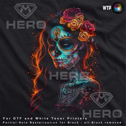 Chicana Skull Amber Colored png Mexican Skull Art Mom Skull Shirt Design Dia De Los Muertos Day of the Dead