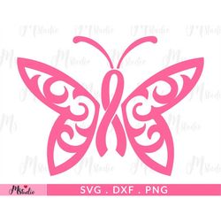 Butterfly Ribbons svg, Digital Download, Breast Cancer, Cancer Ribbon Svg, Pink Ribbon, Hope Svg, Cancer Svg,Perfect for