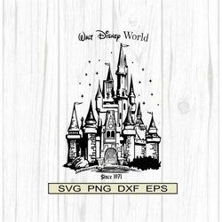 DisneyWorld Castle Since 1971 SVG Png Dxf Eps, Est Castle Digital File Iron on Clipart Cut File Silhouette Cricut Family