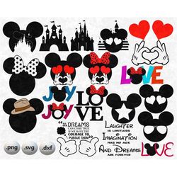 DisneySvg Png Files for Cricut, MickeyMouse Bundle, DisneySVG MickeyCricut Printable, DisneyClipart silhouette, Love Dis
