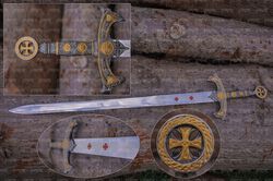 Custom Handmade Templar Knights Sacred Holy Longsword Ornate Full Length Steel Sword| Medieval Sword With Leather Sheath