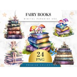 Set of 24, Fairy Books Clipart, Fairy Clipart, Fairy PNG, Fairy Tale Art, Magical Clipart, Gothic Clipart, Digital Downl