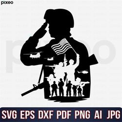 US Soldier Svg, Veteran Soldier Svg, US Army Svg, Military Svg, Soldier Clipart, US Fallen Soldier Svg, American Soldier