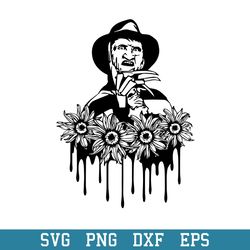 Freddy Krueger Flower Svg, Horror Movie Svg, Halloween Svg, Png Dxf Eps Digital File