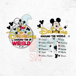 Drinking around the World PNG Bundle, Front&Back Design, Epcot Drinking Squad, World Traveler Mouse, Epcot Tour, Drinkgo