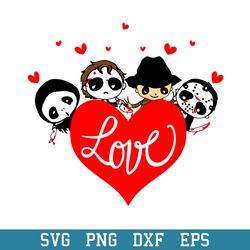 Horror Movie Chibi Valentine Svg, Get In Loser We_re Going Killing Svg, Horror Movie Characters Svg, Halloween Svg, Png