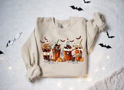 Halloween Coffee Sweatshirt, Fall Coffee Shirt, Pumpkin Spice Coffee Shirt, Coffee Lover Tees, Halloween Pumpkin Coffee