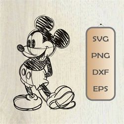 MickeyMouse SVG PNG Dxf Classic Mickey Sketched Disneyland Vacation Shirts Silhouette Cricut Cut File Design MickeyPNG s