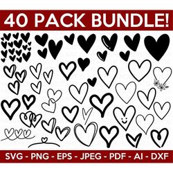Heart SVG Bundle, Heart Clipart, Doodle Hearts, Valentines Svg, Hand-drawn Heart svg, Valentine Heart svg, Cut Files Cri