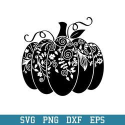 Pumpkin Floral Mandala Svg, Halloween Svg, Png Dxf Eps Digital File