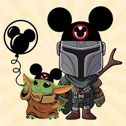 Baby Yoda With Mandolorian, Mickey balloon svg, Star wars Svg, Trip Svg
