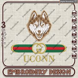 NCAA UConn Huskies Gucci Embroidery Design, NCAA Teams Embroidery Files, NCAA UConn Huskies Machine Embroidery Pattern