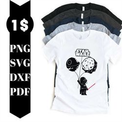 Baby Dart Vader With 2  balloon svg, Star Wars SVG, Customize Gift Svg, Vinyl Cut File, Svg, Pdf, Jpg, Png, Ai Printable