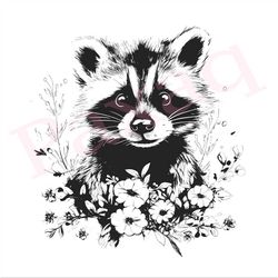 Raccoon Svg, Cute Raccoon Vector, Raccoon Vector Cutfile png Pdf svg jpg for Mugs, Tattoos, Stickers, Clothes, Home Deco
