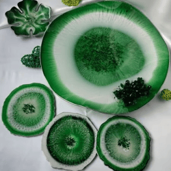 Exquisite Malachite Epoxy Tableware Set: Elevate Your Dining Experience with Nature's Green Elegance