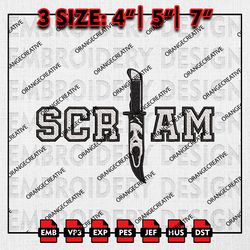 Horror Scream With Knife Embroidery files, Ghost Face,Horror Characters Embroidery, Halloween Machine Embroidery Pattern