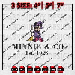 Minnie and Co Est Halloween Embroidery files, Disney Halloween Embroidery, Halloween Machine Embroidery Files