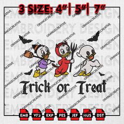 Huey Dewey And Louie Duck Trick R Treat Embroidery files, Disney Embroidery, Halloween Machine Embroidery Files