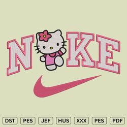 Nike kittyy Machine Embroidery Design A1 - Nike Embroidery files - DST, PES, JEF