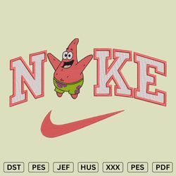 Nike Patrick Star Embroidery Design A1 - Nike Embroidery Files - DST, PES, JEF