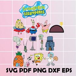 spongebob characters Svg, Spongebob Svg, Spongebob Clipart, Spongebob Png, Spongebob Eps, Spongebob Dxf, Spongebob pdf